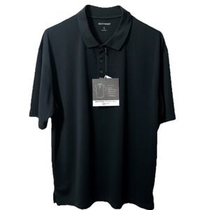 SCOTTeVEST Men's Polo L Black Bamboo Performance Tec 3 Pockets Golf Business
